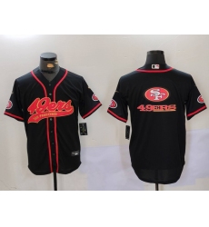 Men's San Francisco 49ers Team Big Logo Black With Cool Base Stitched Baseball Jersey