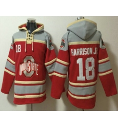 Men's Ohio State Buckeyes #18 Marvin Harrison Jr Red Ageless Must Have Lace Up Pullover Hoodie