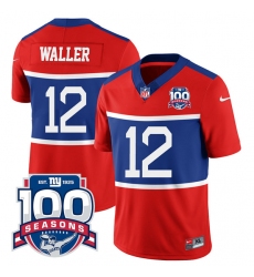 Men's New York Giants #12 Darren Waller Century Red 100TH Season Commemorative Limited Football Stitched Jersey