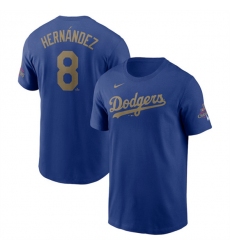 Men's Los Angeles Dodgers #8 Enrique Hernández Royal 2025 Gold Collection Name & Number T-Shirt