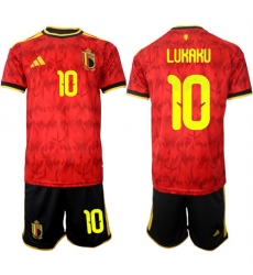 Men's Belgium #10 LUKAKU National Team FIFA x World Cup 2026 Home Red On Field Jersey