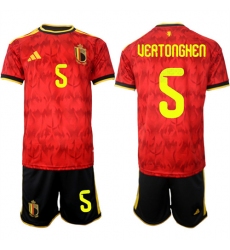 Men's Belgium #5 UEATONGHEN National Team FIFA x World Cup 2026 Home Red On Field Jersey