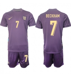 Men's England #7 Beckham 2024-25 Purple Away Soccer Jersey Suit