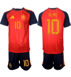 Men's Spain #10 OLMO National Team FIFA x World Cup 2026 Home Red On Field Jerseys