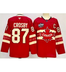 Men's Canada #87 Sidney Crosby Red 2025 4 Nations Face-Off Premium Stitched Jersey