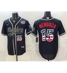 Men's Las Vegas Raiders #15 Fernando Mendoza Black USA 250 Fourth of July Vapor Limited Stitched Baseball Jersey