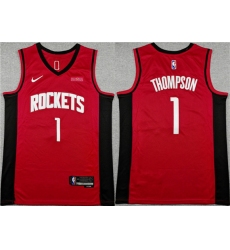 Men's Houston Rockets #1 Amen Thompson Red Icon Edition Stitched Jersey