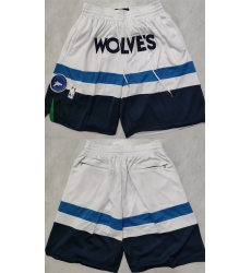 Men's Minnesota Timberwolves White Shorts (Run Small)