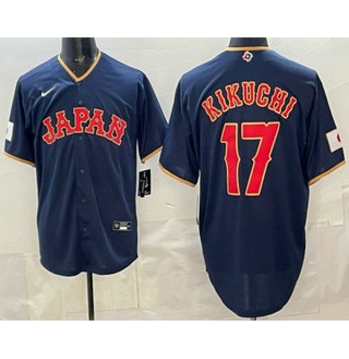 Men's Japan #17 Yusei Kikuchi Navy 2026 World Baseball Classic Cool Base Jersey