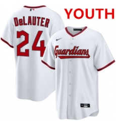 Youth cleveland guardians #24 chase delauter white cool base limited stitched baseball jersey