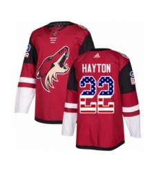 Men's Adidas Arizona Coyotes #22 Barrett Hayton Authentic Red USA Flag Fashion NHL Jersey