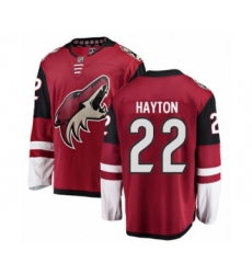 Men's Arizona Coyotes #22 Barrett Hayton Authentic Burgundy Red Home Fanatics Branded Breakaway NHL Jersey