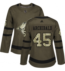 Women's Adidas Arizona Coyotes #45 Josh Archibald Authentic Green Salute to Service NHL Jersey