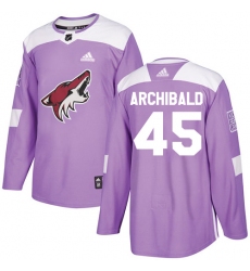 Youth Adidas Arizona Coyotes #45 Josh Archibald Authentic Purple Fights Cancer Practice NHL Jersey