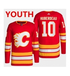 Youth Calgary Flames #10 Jonathan Huberdeau Red Stitched Jersey