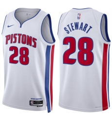 Men's Detroit Pistons #28 Isaiah Stewart White Association Edition Stitched Basketball Jersey