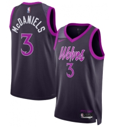 Men's Minnesota Timberwolves #3 Jaden McDaniels Purple 2025-26 City Edition Stitched Basketball Jersey