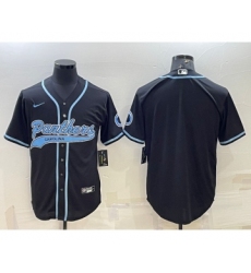 Men's Carolina Panthers Blank Black With Patch Cool Base Stitched Baseball Jersey