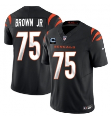 Men's Cincinnati Bengals #75 Orlando Brown Jr Black 2025 F.U.S.E. With 2-Star C Vapor Untouchable Limited Stitched Football Jersey