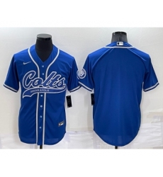 Men's Indianapolis Colts Blank Blue Stitched MLB Cool Base Nike Baseball Jersey