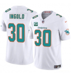 Men's Miami Dolphins #30 Alec Ingold White 2025 F.U.S.E. With 3-Star C Vapor Limited Football Stitched Jersey