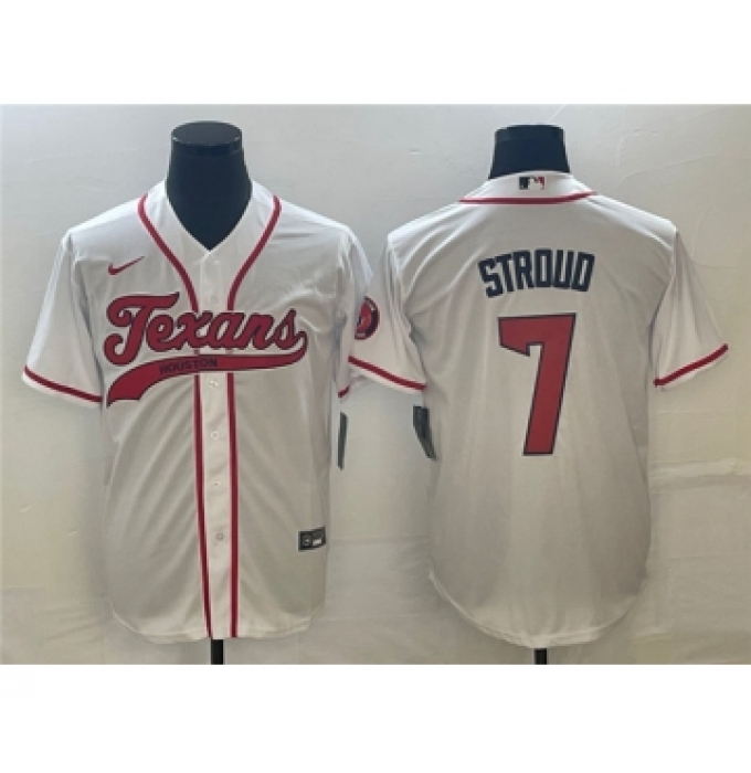 Men's Houston Texans #7 C.J. Stroud White Cool Base Stitched Baseball Jersey