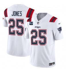 Men's New England Patriots #25 Marcus Jones White 2025 F.U.S.E. With 1-Star C Vapor Limited Stitched Jersey