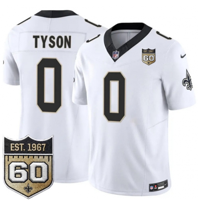 Men's New Orleans Saints #0 Jordyn Tyson White 2026 F.U.S.E 60th Anniversary Vapor Limited Football Stitched Jersey