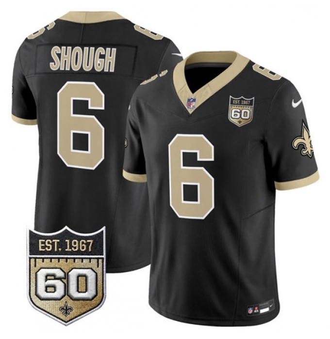 Men's New Orleans Saints #6 Tyler Shough Black 2026 F.U.S.E 60th Anniversary Vapor Limited Football Stitched Jersey