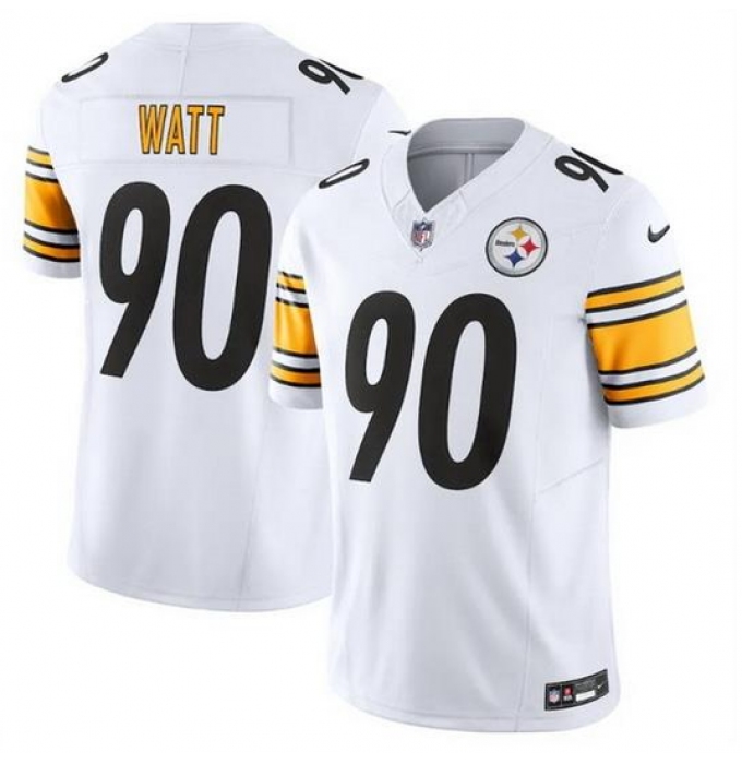 Men Pittsburgh Steelers 90 T J Watt White 2023 F.U.S.E. Vapor Untouchable Limited Jersey
