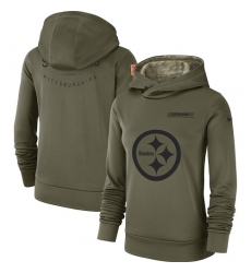 Women's Pittsburgh Steelers Nike Olive Salute to Service Sideline Therma Performance Pullover Hoodie