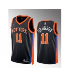Men's New York Knicks #11 Jalen Brunson Black Stitched Basketball Jersey