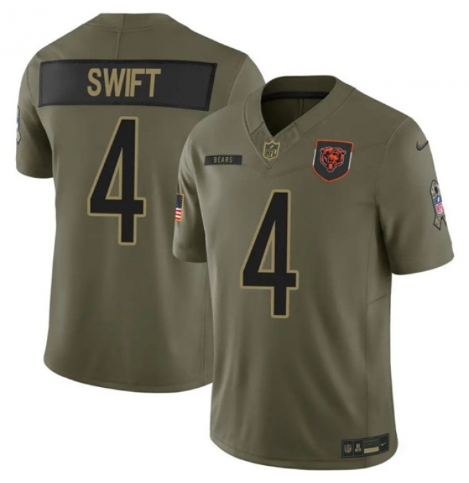 Men's Chicago Bears #4 D'Andre Swift Olive 2025 F.U.S.E. Salute to Service Limited Football Stitched Jersey
