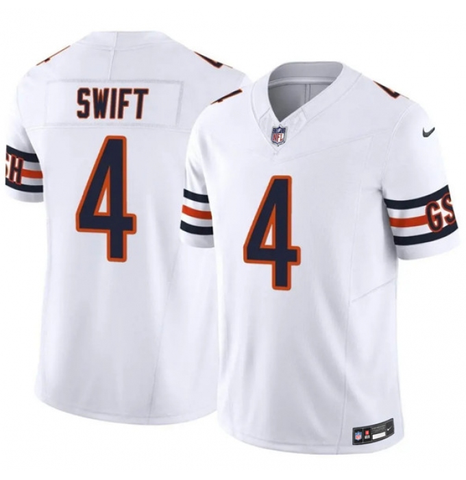 Men's Chicago Bears #4 D'Andre Swift White 2025 F.U.S.E. Vapor Untouchable Limited Football Stitched Jersey