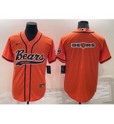 Men's Chicago Bears Orange Team Big Logo With Patch Cool Base Stitched Baseball Jersey