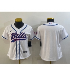 Women's Buffalo Bills Blank White With Patch Cool Base Stitched Baseball Jersey