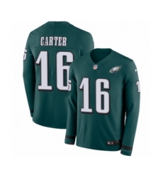 Men's Nike Philadelphia Eagles #16 DeAndre Carter Limited Green Therma Long Sleeve NFL Jersey