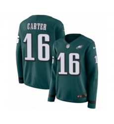 Women's Nike Philadelphia Eagles #16 DeAndre Carter Limited Green Therma Long Sleeve NFL Jersey