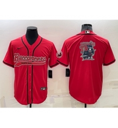 Men's Tampa Bay Buccaneers Red Team Big Logo With Patch Cool Base Stitched Baseball Jersey