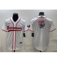 Men's Tampa Bay Buccaneers White Team Big Logo With Patch Cool Base Stitched Baseball Jersey