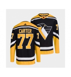 Men's Pittsburgh Penguins #77 Jeff Carter Black 2022 Reverse Retro Stitched Jersey