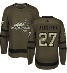 Youth Adidas Washington Capitals #27 Alexander Alexeyev Authentic Green Salute to Service NHL Jersey