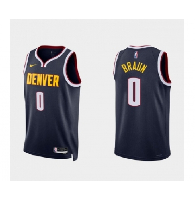 Men's Denver Nuggets #0 Christian Braun Navy 2022 Icon Edition Stitched Jersey