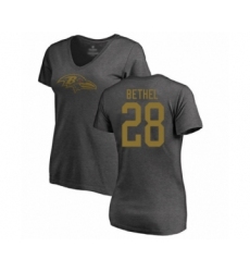 Football Women's Baltimore Ravens #28 Justin Bethel Ash One Color T-Shirt