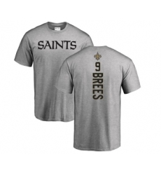 Football New Orleans Saints #9 Drew Brees Ash Backer T-Shirt