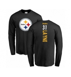 Pittsburgh Steelers #31 Justin Layne Black Backer Long Sleeve T-Shirt