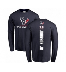 Football Houston Texans #32 Lonnie Johnson Navy Blue Backer Long Sleeve T-Shirt