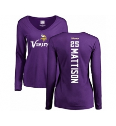 Football Women's Minnesota Vikings #25 Alexander Mattison Purple Backer Slim Fit Long Sleeve T-Shirt
