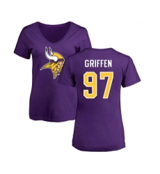 Football Women's Minnesota Vikings #97 Everson Griffen Purple Name & Number Logo Slim Fit T-Shirt