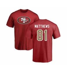 Football San Francisco 49ers #81 Jordan Matthews Red Name & Number Logo T-Shirt